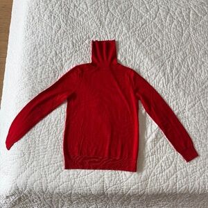 J. Crew Red Turtleneck 100% Merino Wool New Size Small